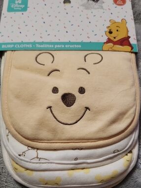 Disney Baby Winnie the Pooh Cream and White Burp Cloths - 3 Pack